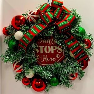 Santa Stops Here Christmas Wreath